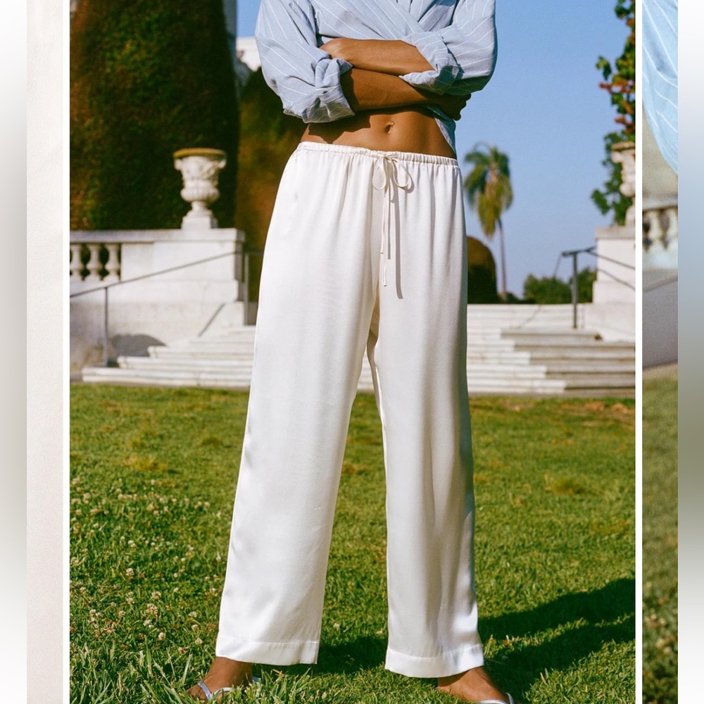 CHRISTY DAWN Santiago Silk Pants in Pearl Size Small NWT